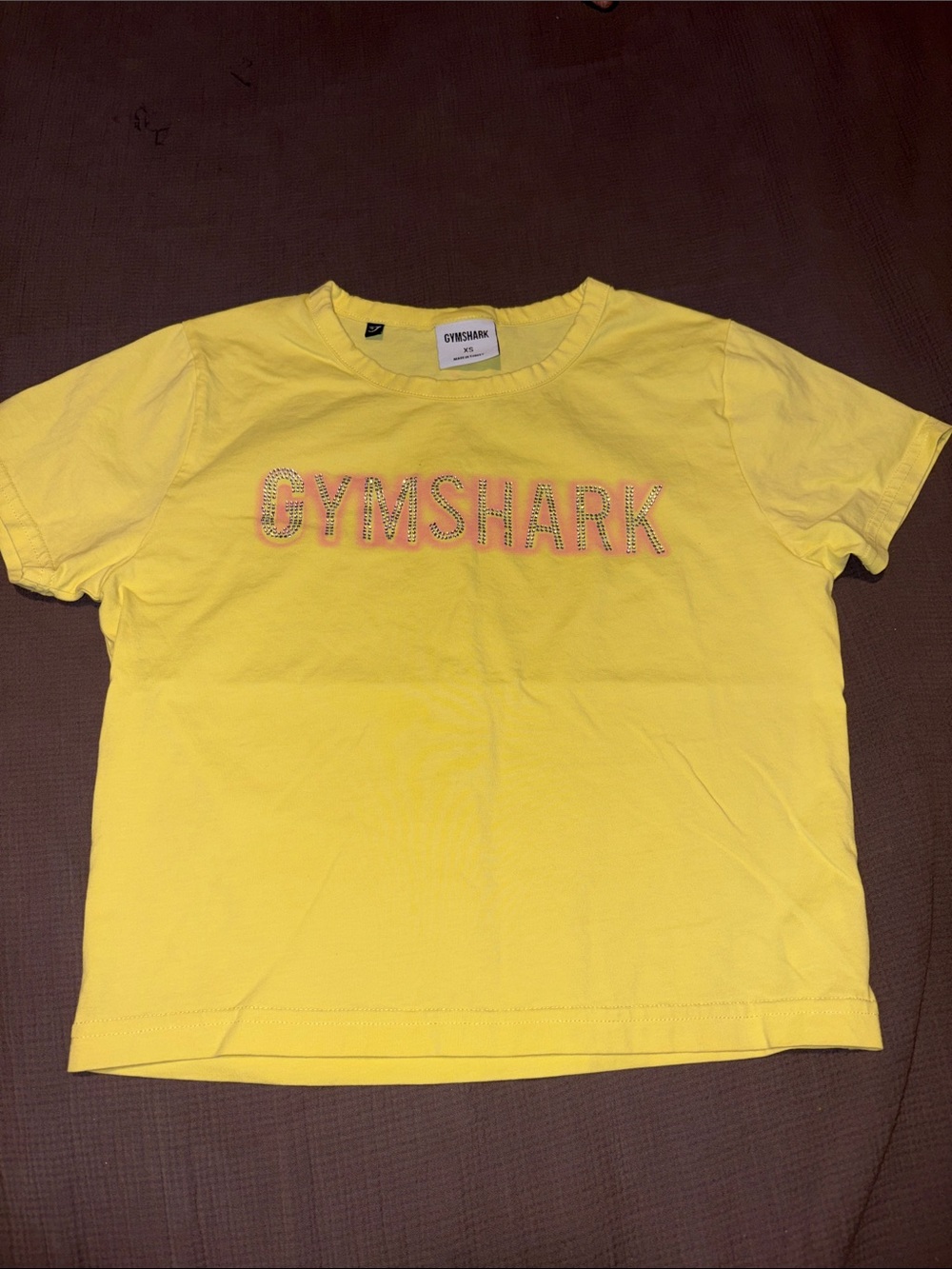 Gymshark Kids Yellow Tee with Rhinestone Logo